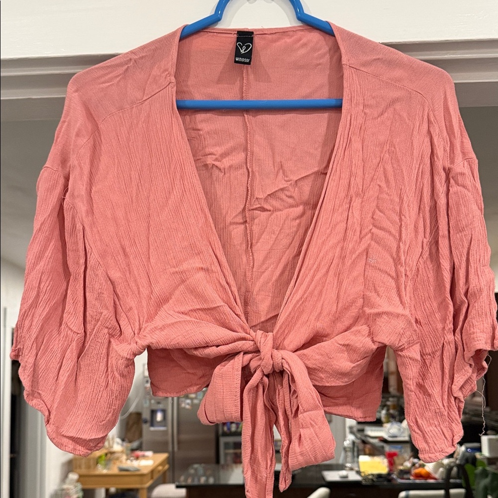 Windsor Coral Tie-Front Blouse